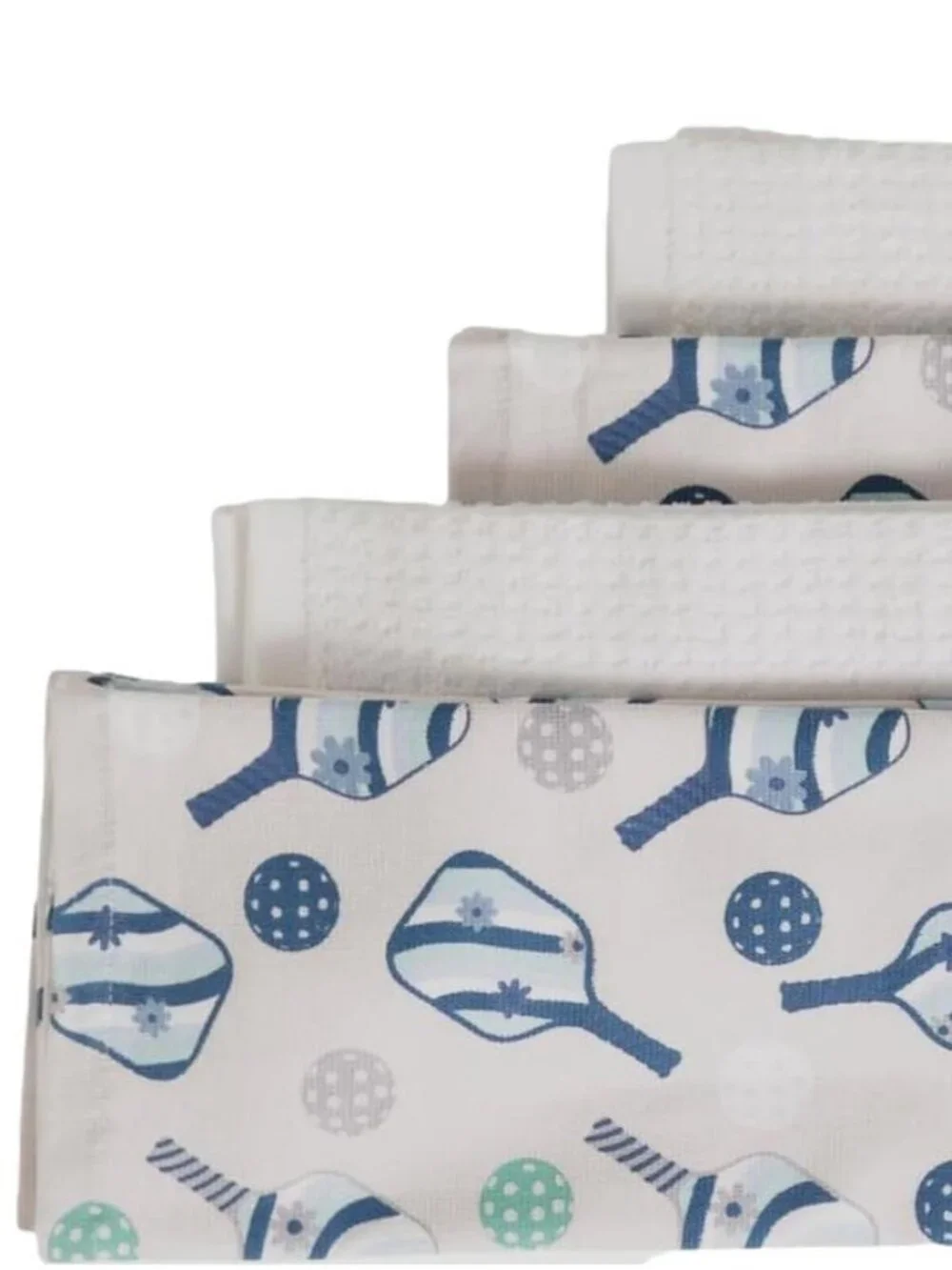 Set of 4 Isaac Mizrahi KITCHEN TOWELS PICKLEBALL 70% Cotton 30% Rayon/Bamboo NEW